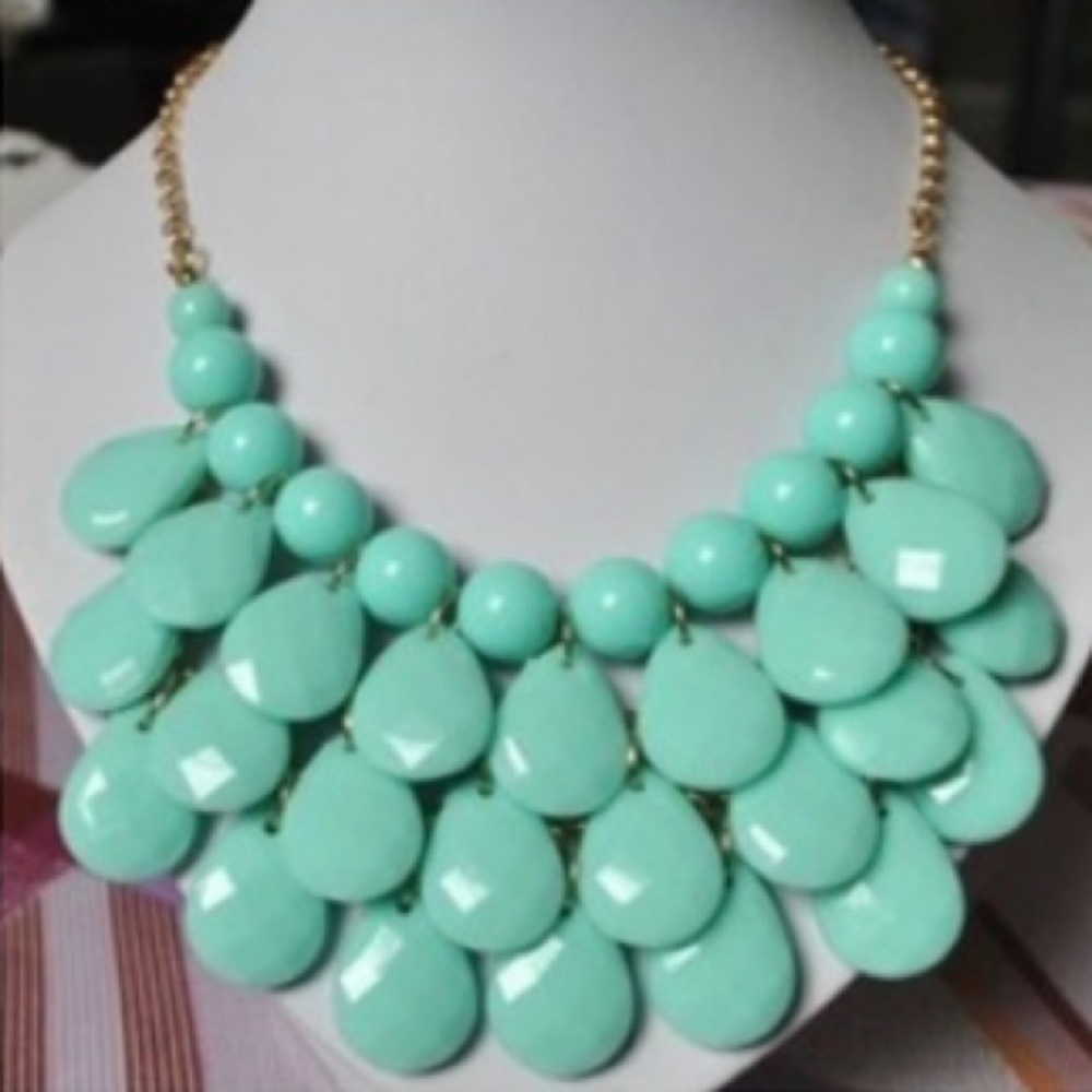 Mint green beaded statement necklace